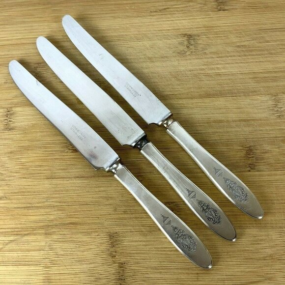 Oneida Community Bird Of Paradise 3 Knives Silverplate Handle Stainless Blades - Picture 1 of 5